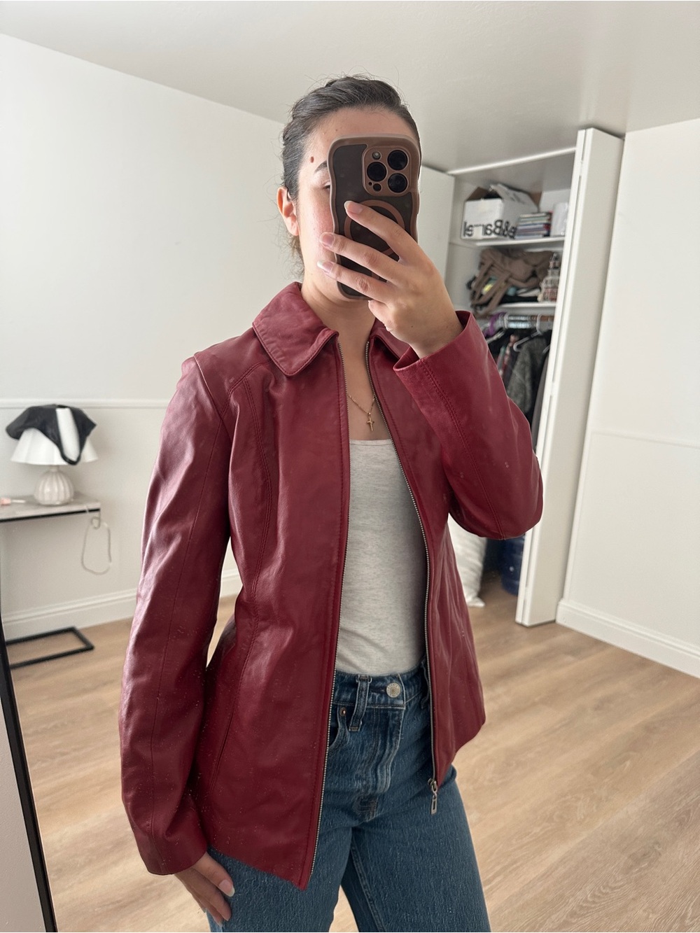 Vintage Wilsons Leather Red Full Zip Leather Jacket Small